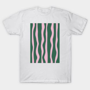 Vertical Lines - Pink Green T-Shirt